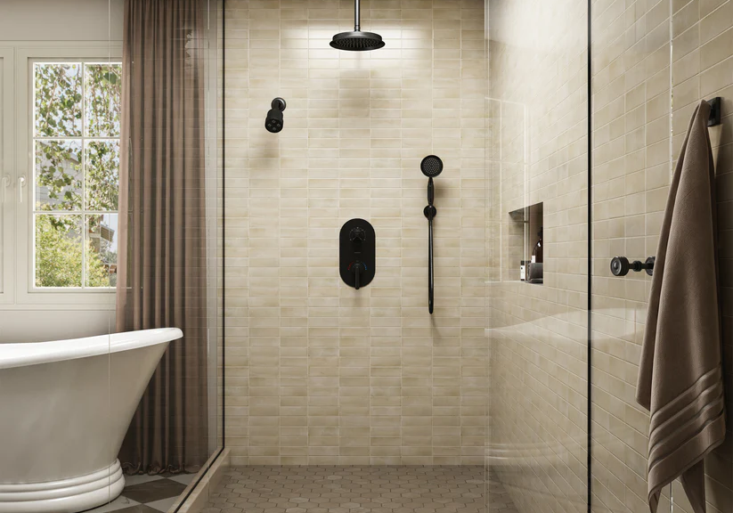 BR01067FG3MB-Rainfall Thermostatic Concealed 3-Function Shower System with Handheld