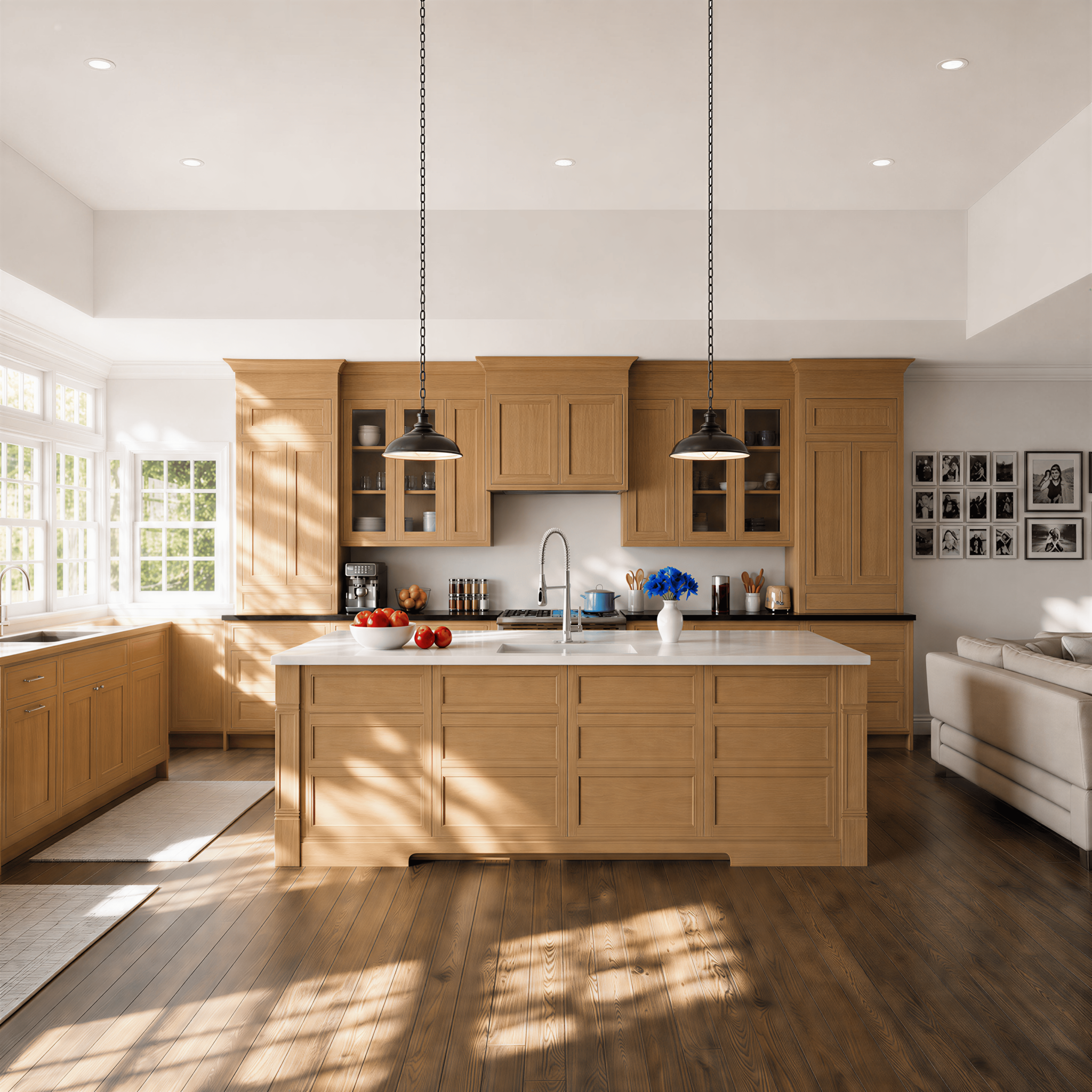 Inset Hazelnut Oak Cabinets