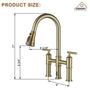 Double-Handle Kitchen Faucet with Pull-Out Sprayer Infrared Sensor in Brushed Nickel/Matte Black/Brushed Gold