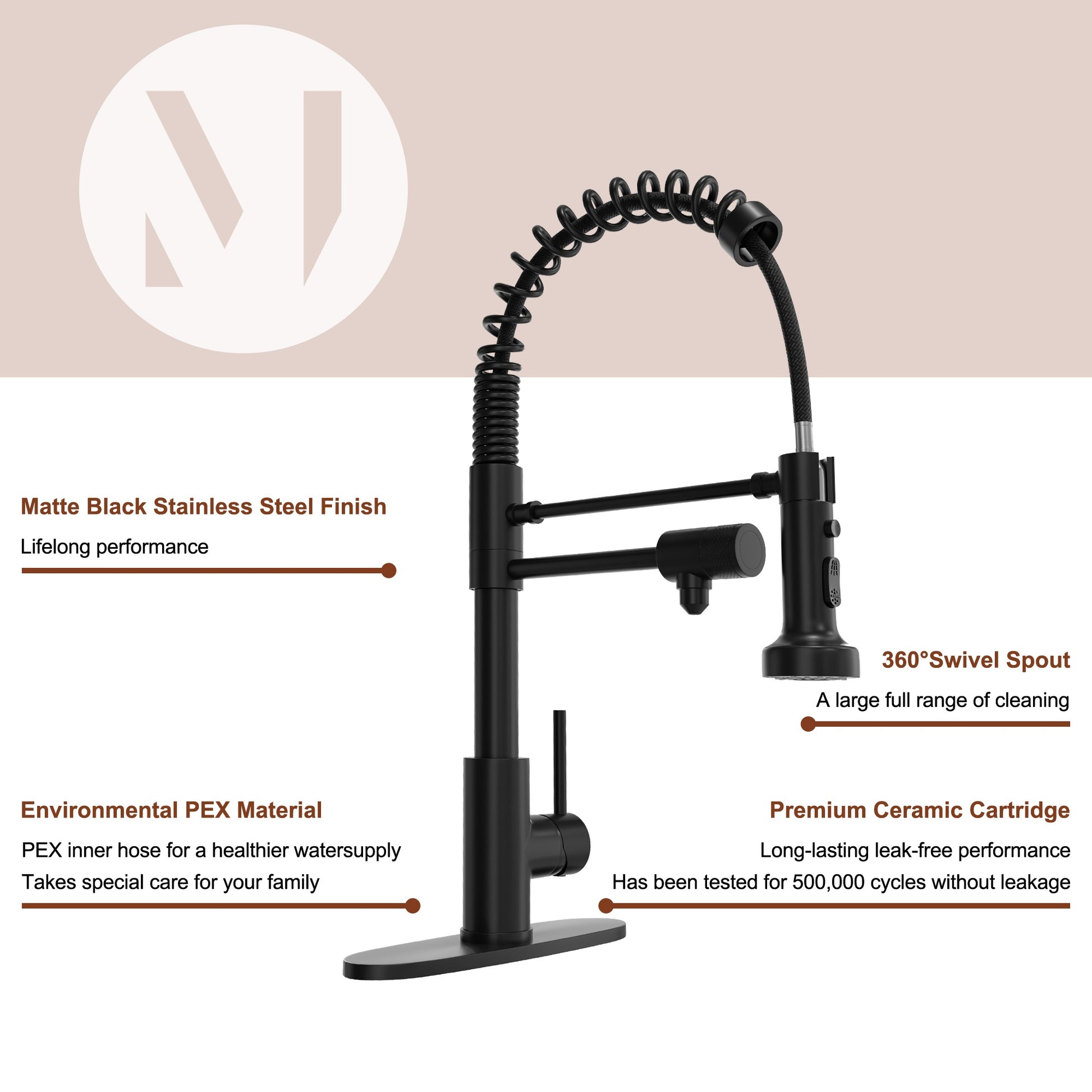Kitchen Faucet with Pull Down, 1.8 gpm Single Handle Kitchen Sink Faucet