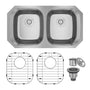 CASAINC 32 inch SUS304 Stainless Steel Double Bowl Undermount Workstation Kitchen Sink 18 gauge