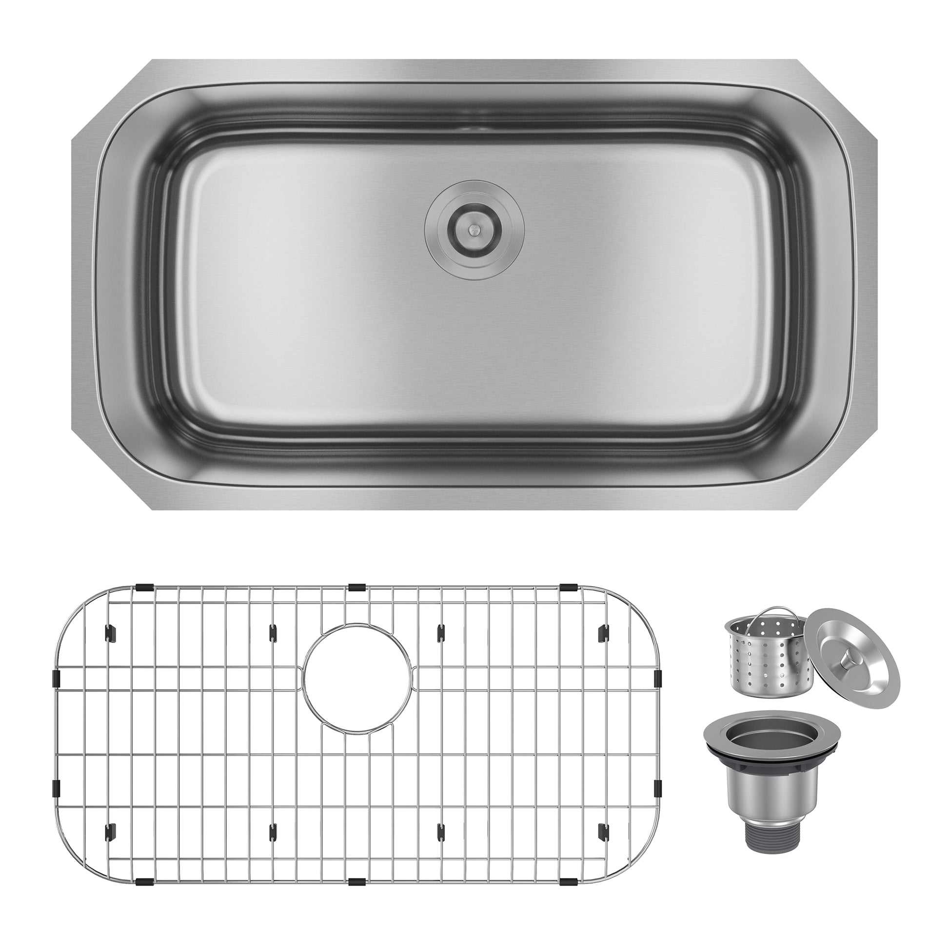 CASAINC 32 inch SUS304 Stainless Steel Single Bowl Undermount Workstation Kitchen Sink 18 gauge