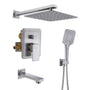 CASAINC 10 inch Square Wall-mounted rain shower faucet with pressure balanced valve