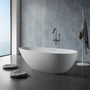 59" Matte White Egg-Shaped Stone Resin Freestanding Soaking Tub, cUPC Certified