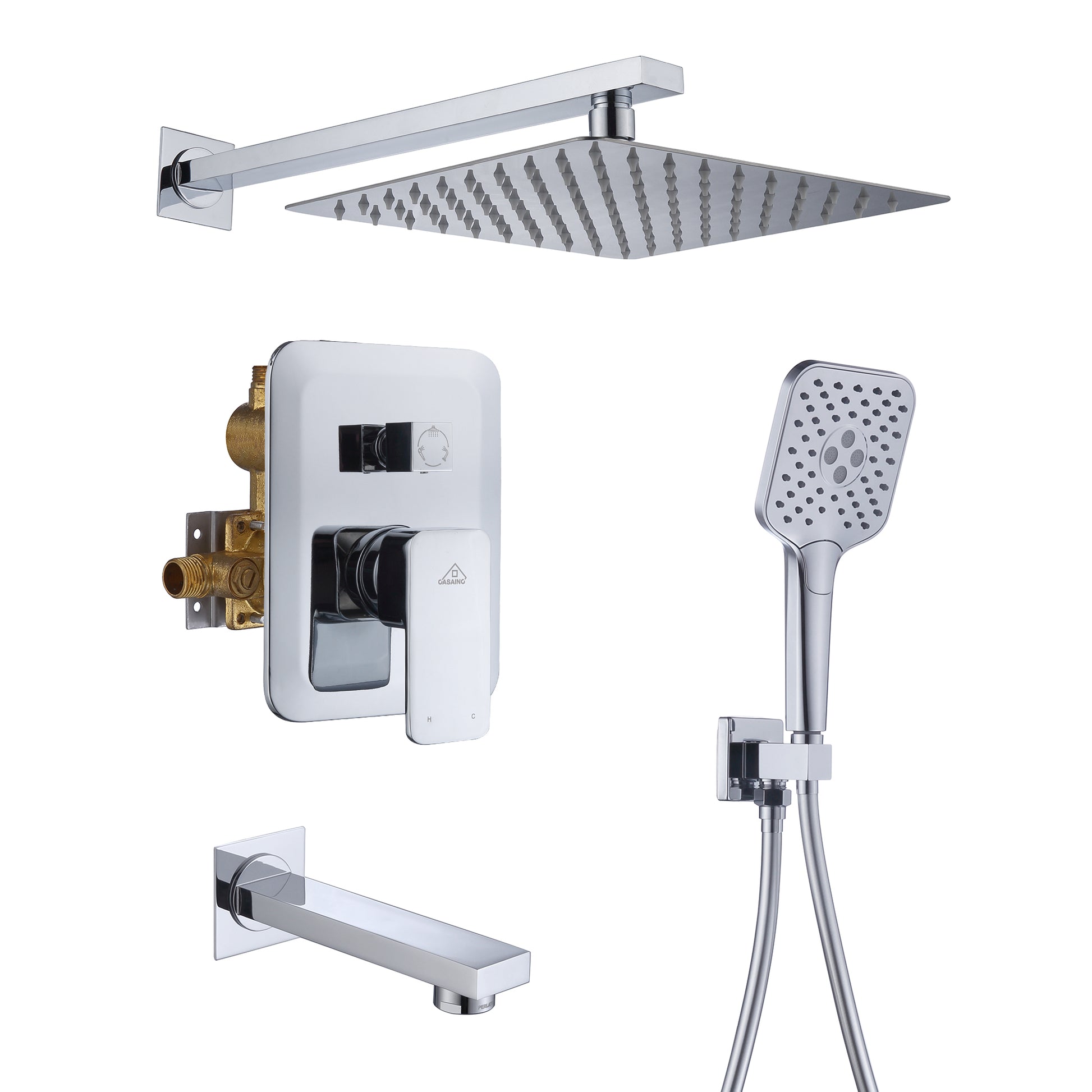 10 inch Wall-mounted rain shower faucet with pressure balanced valve rain shower system in brushed nickel