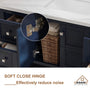 CASAINC 48 x 22 x 35.4 in. Solid Wood Navy Blue Bath Vanity with Carrara White Marble Countertop (No/With Mirror)