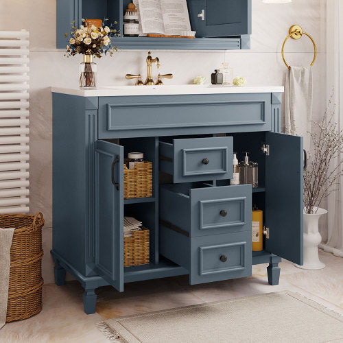 36'' Single Sink Freestanding Bathroom Vanity with 2 Soft Closing Doors and 2 Drawers