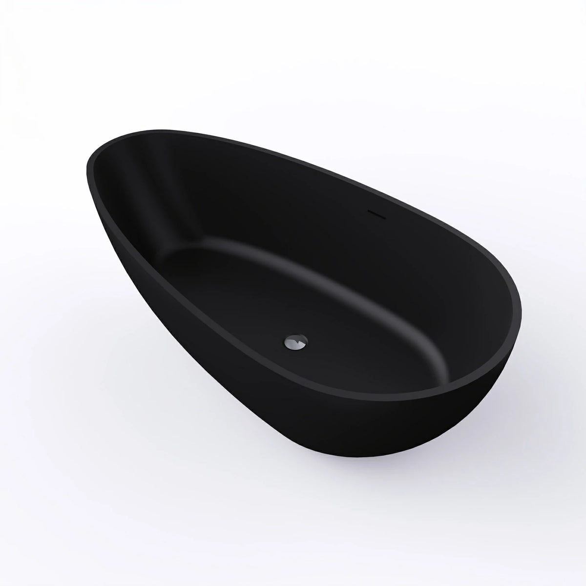 67" Freestanding Solid Surface Soaking Bathtub in Matte Black