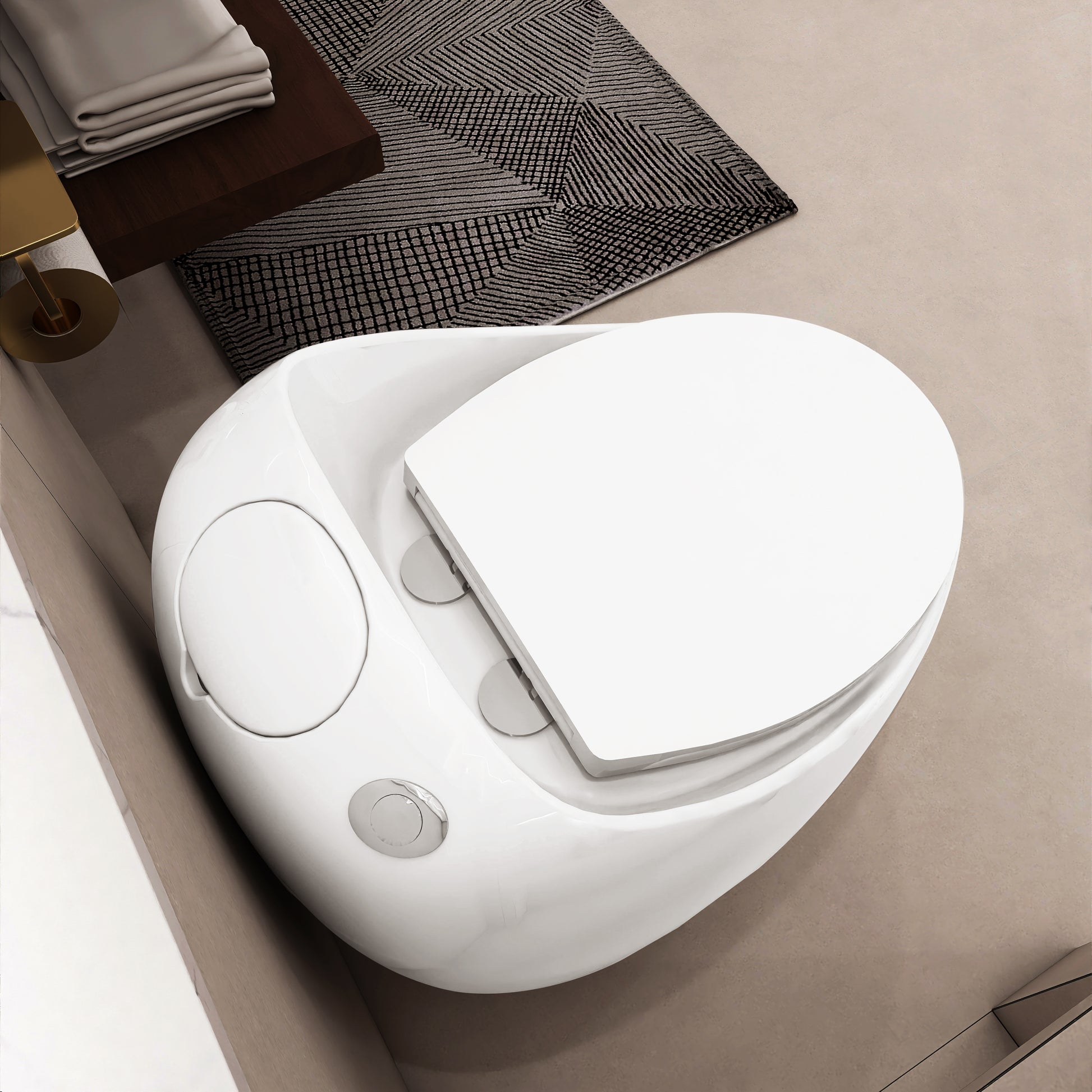 Egg Shape 1-Piece Toilet in Glossy White with 1.28 GPF Single Flush