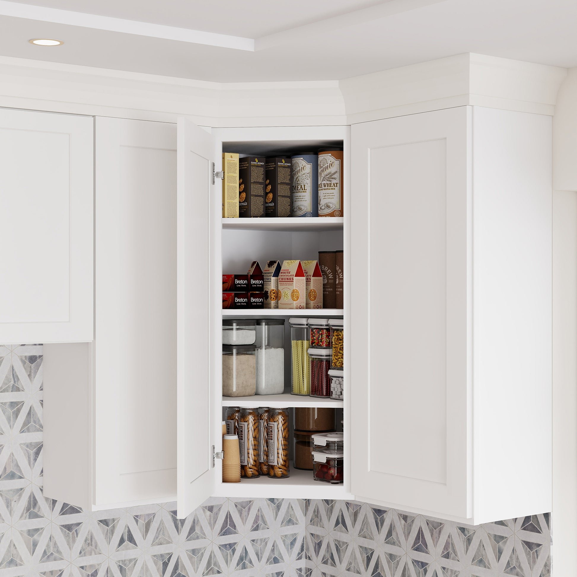 24"W x 12"D x 42"H Plywood Wall Diagonal Corner Kitchen Cabinet with Door Ready to Assemble