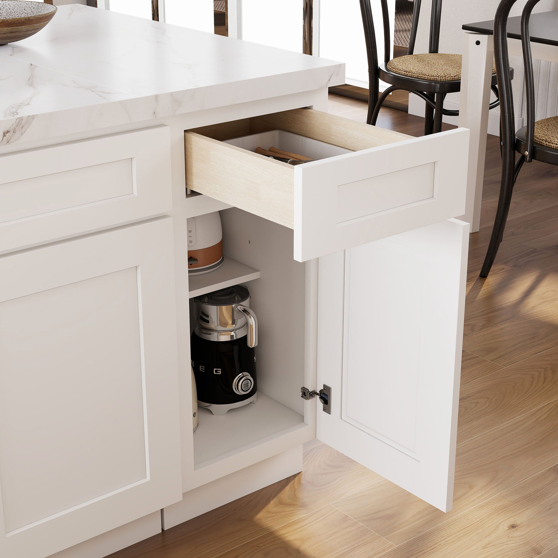 15"W x 24"D x 34.5"H Plywood Floor Base Kitchen Cabinet with Drawer Ready to Assemble