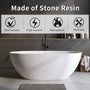 55"/59"/63"/67"/71" Freestanding Solid Surface Soaking Bathtub with Smooth Matte Finish