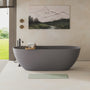 63" Engineered Stone Resin Freestanding Soaking Bathtub with Overflow and Pop-up Drain