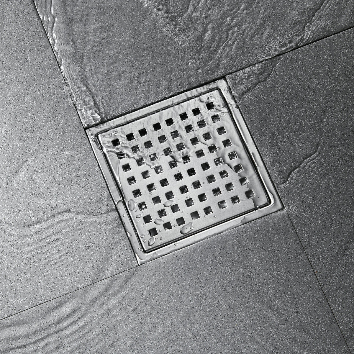 Square Stainless Steel Shower Drain Cover with Grid Design