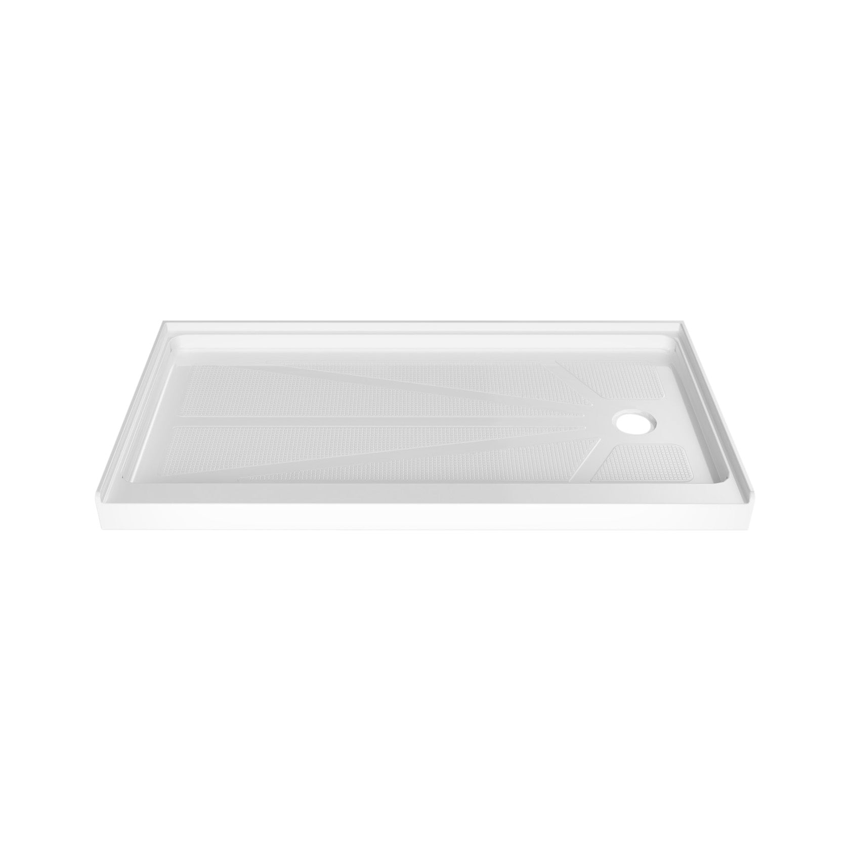 60" x 32" White Acrylic Shower Base, Anti-Slip, Left or Right Drain