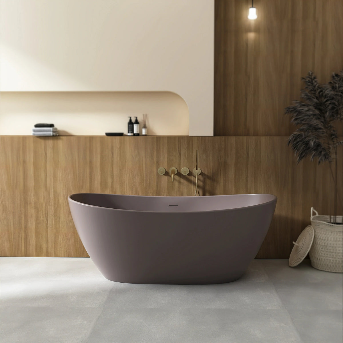 65" Artificial Stone Solid Surface Freestanding Bathtub for Bathroom