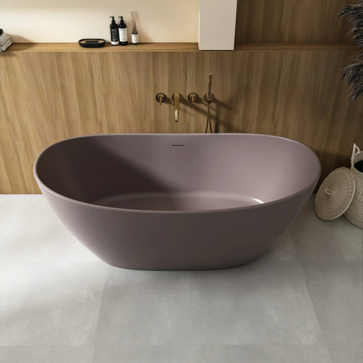 65" Artificial Stone Solid Surface Freestanding Bathtub for Bathroom