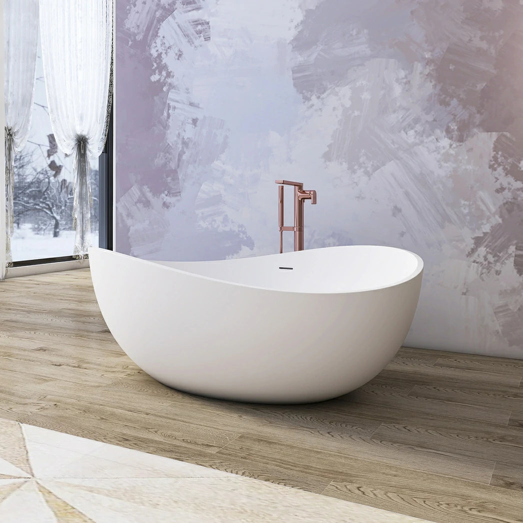59 Inch Freestanding Solid Surface Soaking Bathtub for Bathroom