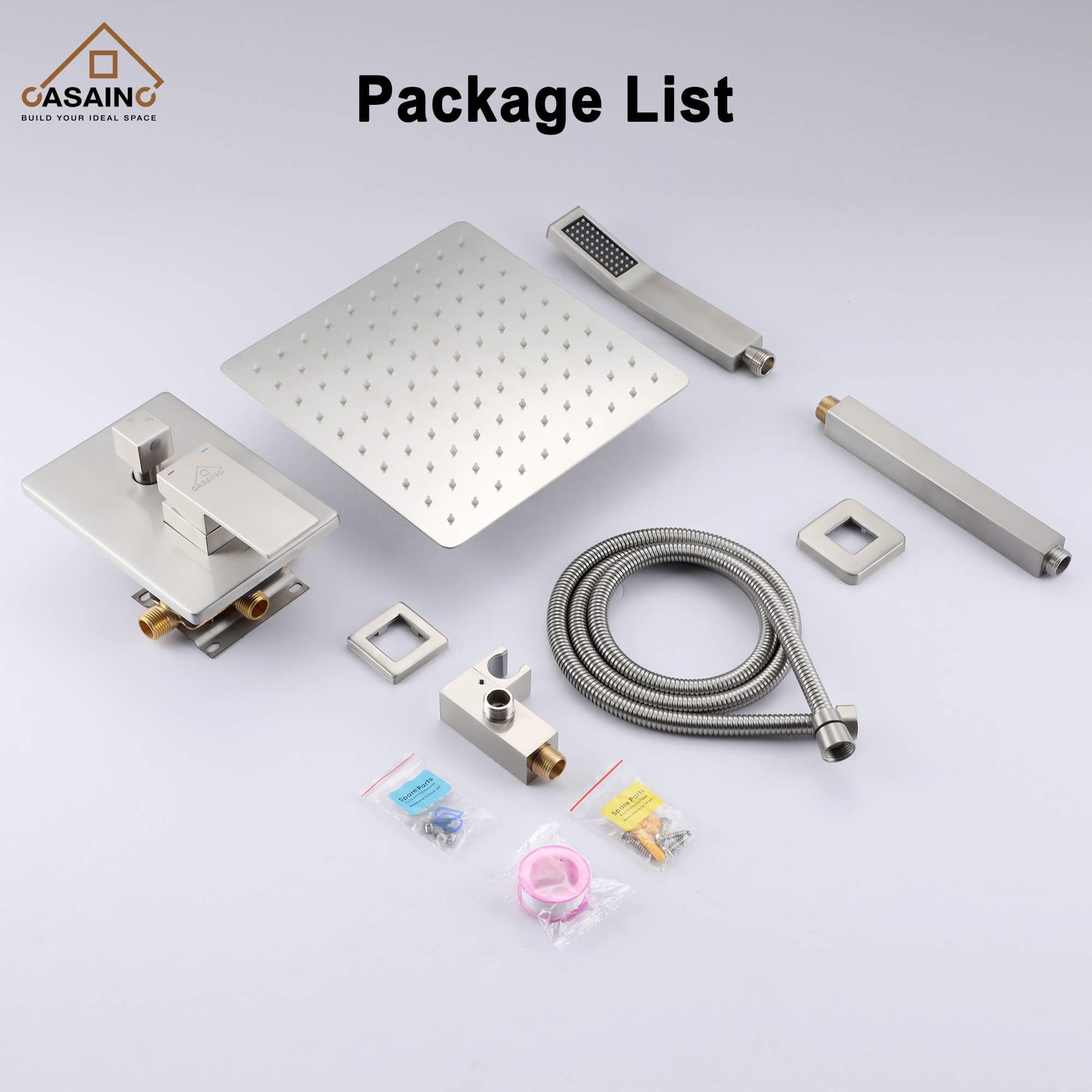 CASAINC 2-Function Shower System with Handheld Shower in Brushed Nickel/Matte Black