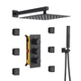 12" Thermostatic Complete Shower System with Rough-in Valve & 6 Body Jets