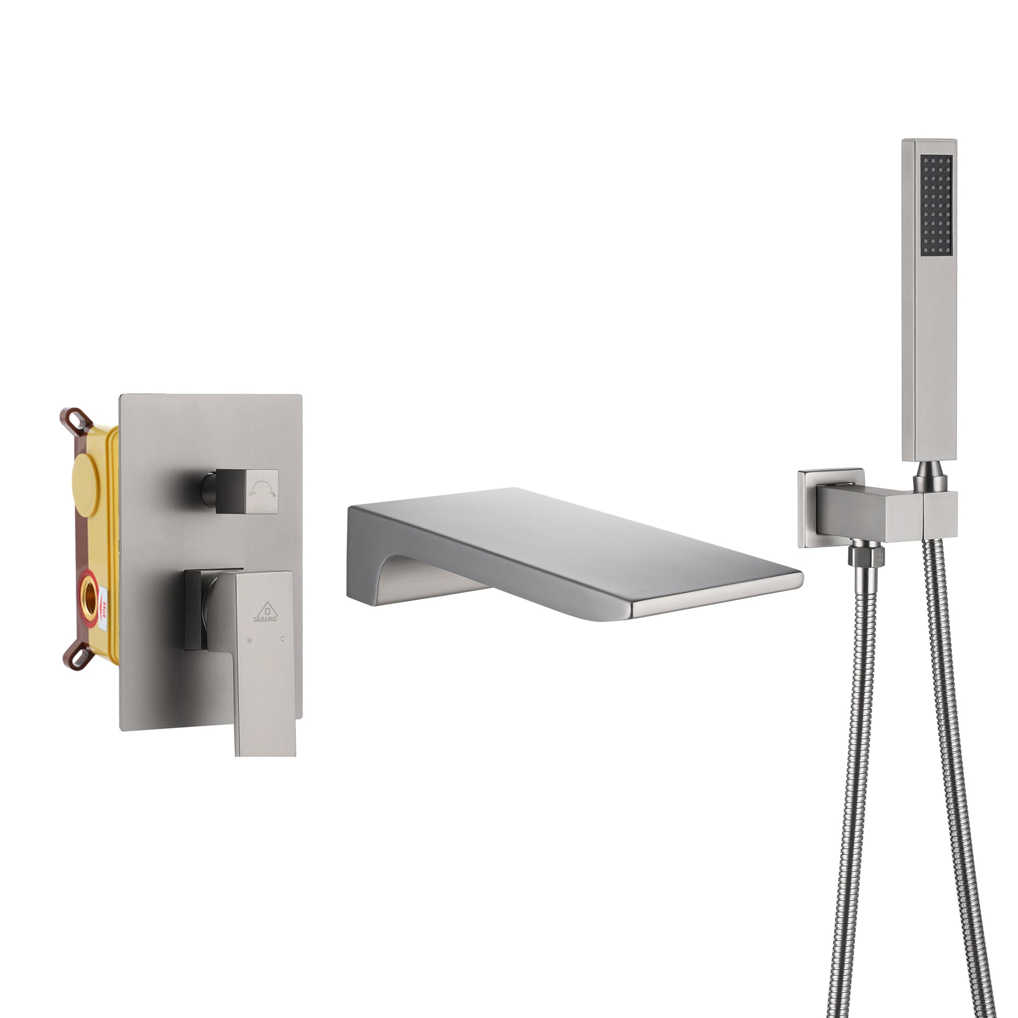 Wall Mounted Bathtub Faucet Set With Handheld Shower Head