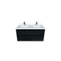 48" Matte Black Wall-mount Bathroom Vanity with Double Sink & Marble Top