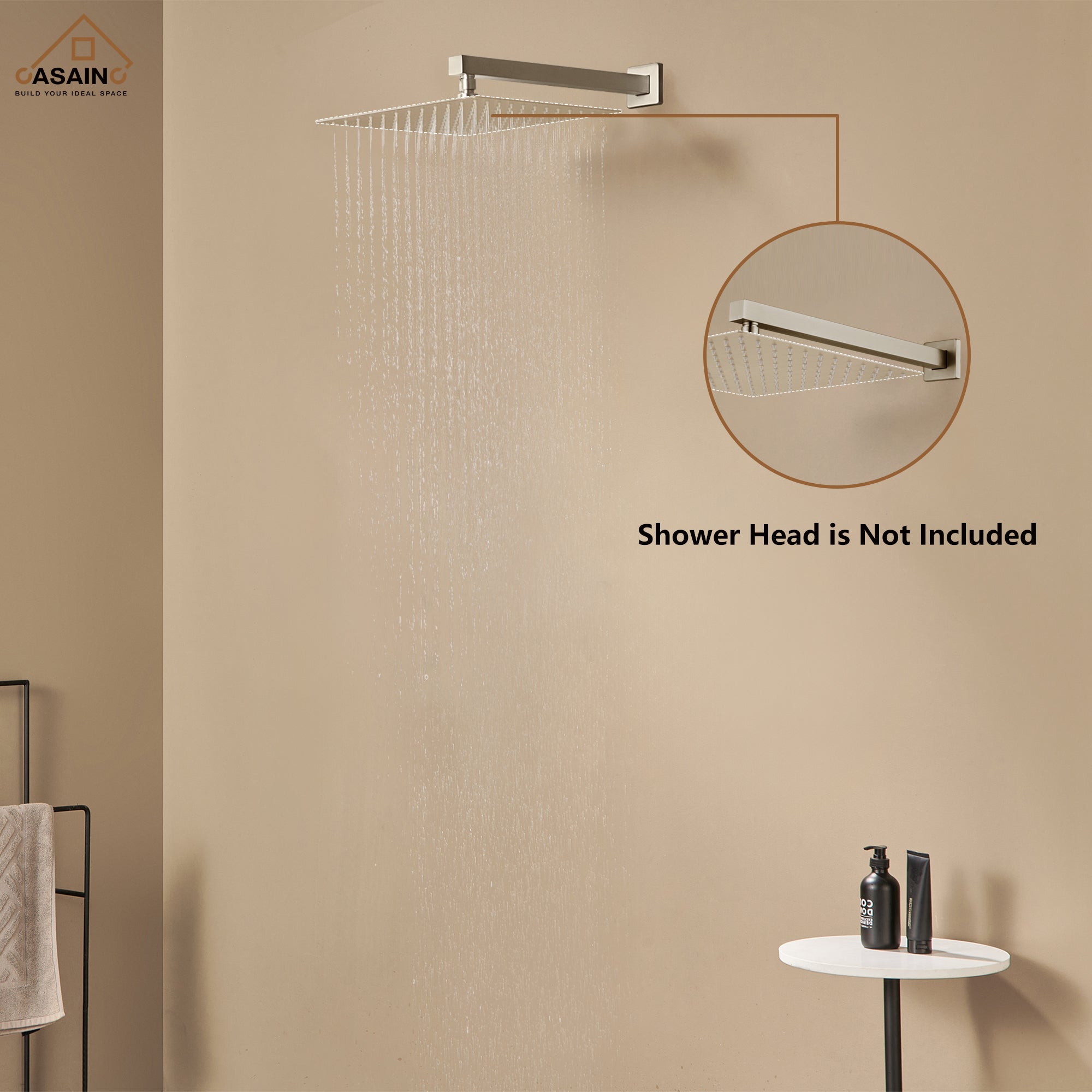 15.75" Wall-Mounted Square Shower Arm with Flange