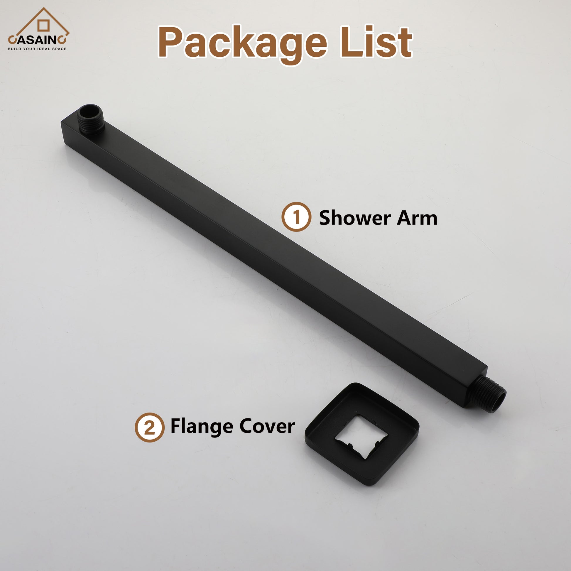 15.75" Wall-Mounted Square Shower Arm with Flange