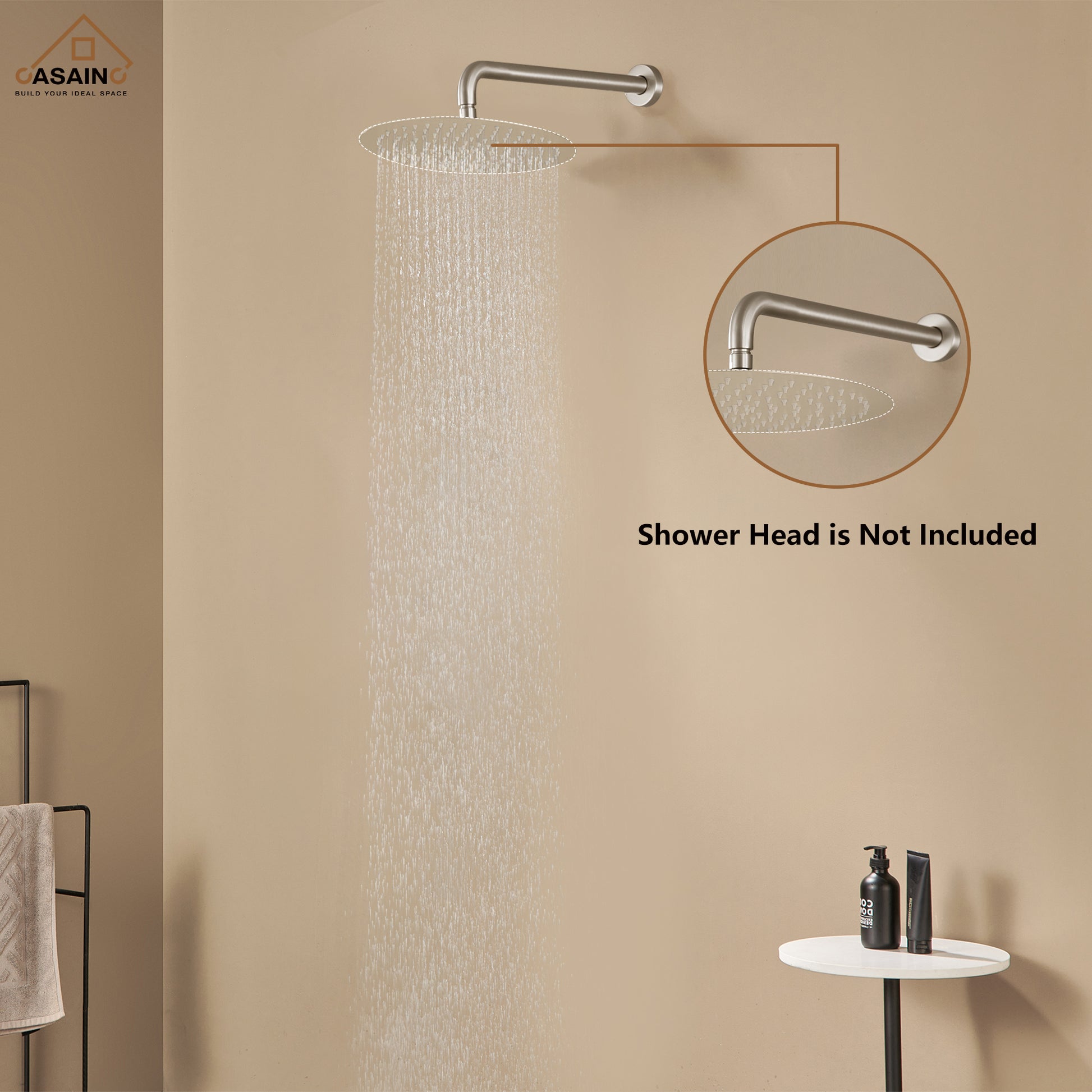15.75" Round Wall-Mounted Shower Head Extension Arm with Flange