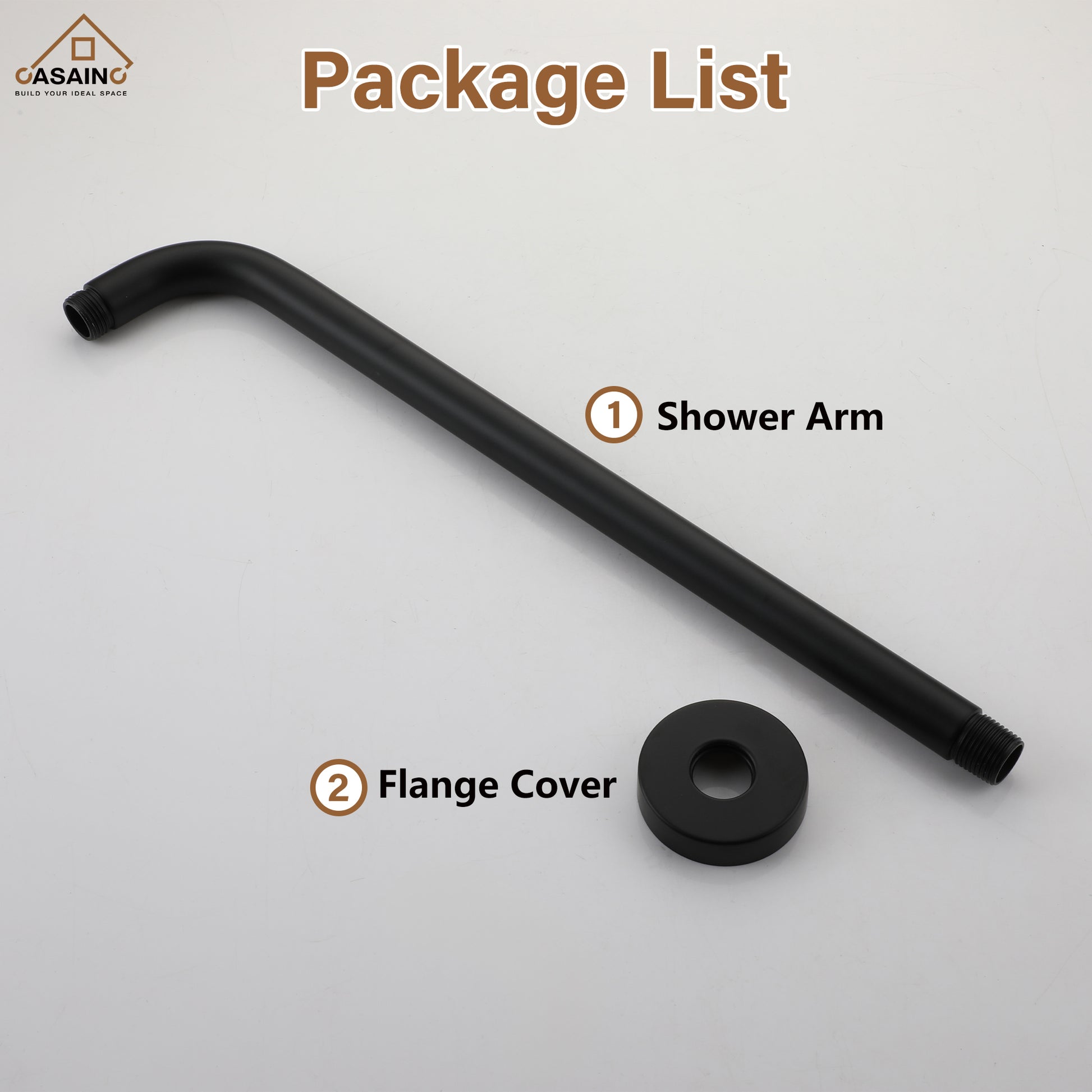 15.75" Round Wall-Mounted Shower Head Extension Arm with Flange