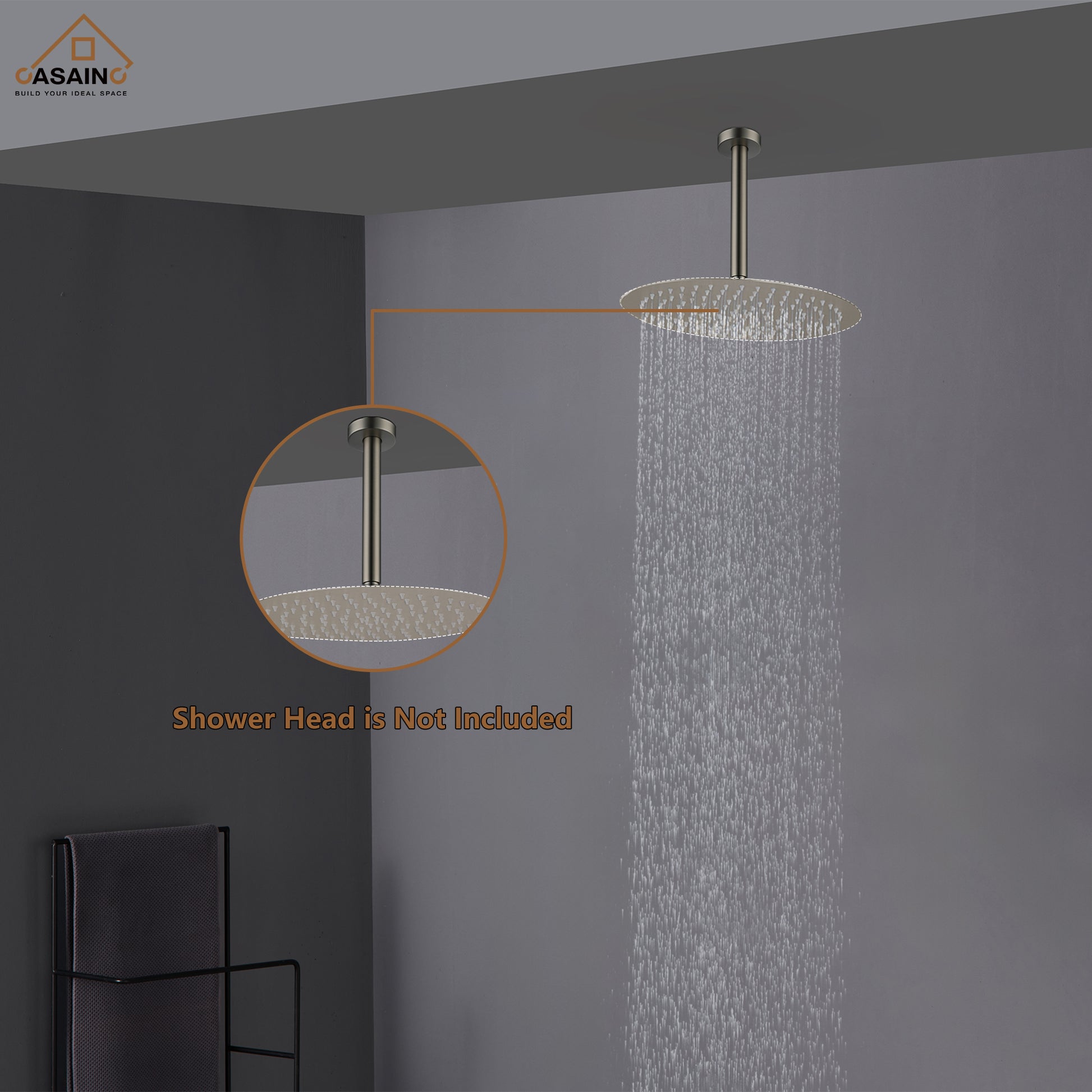 7.87"/11.81" Ceiling-Mounted Round Shower Arm with Flange Cover