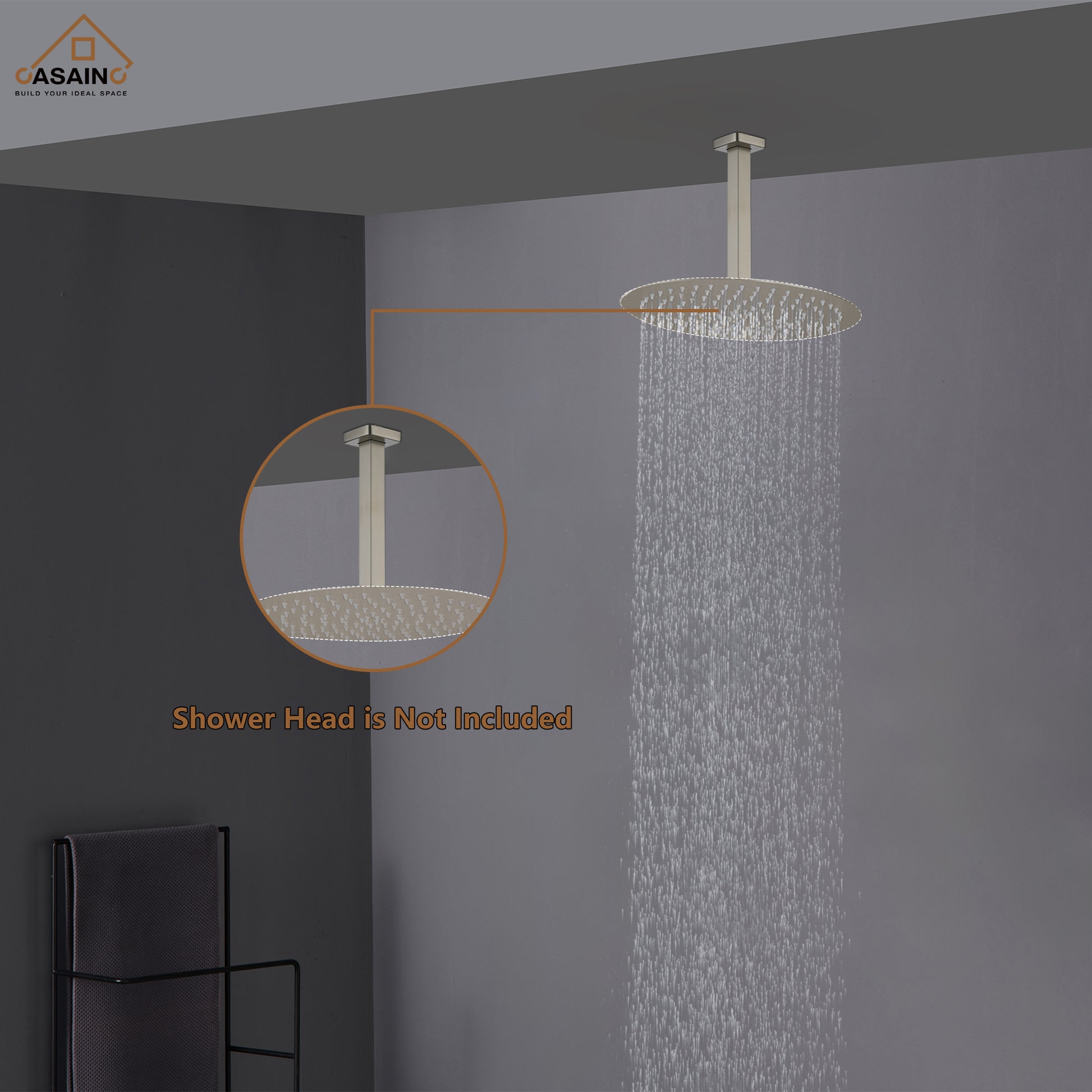 7.87"/11.81" Square Ceiling-Mounted Shower Arm with Flange Cover