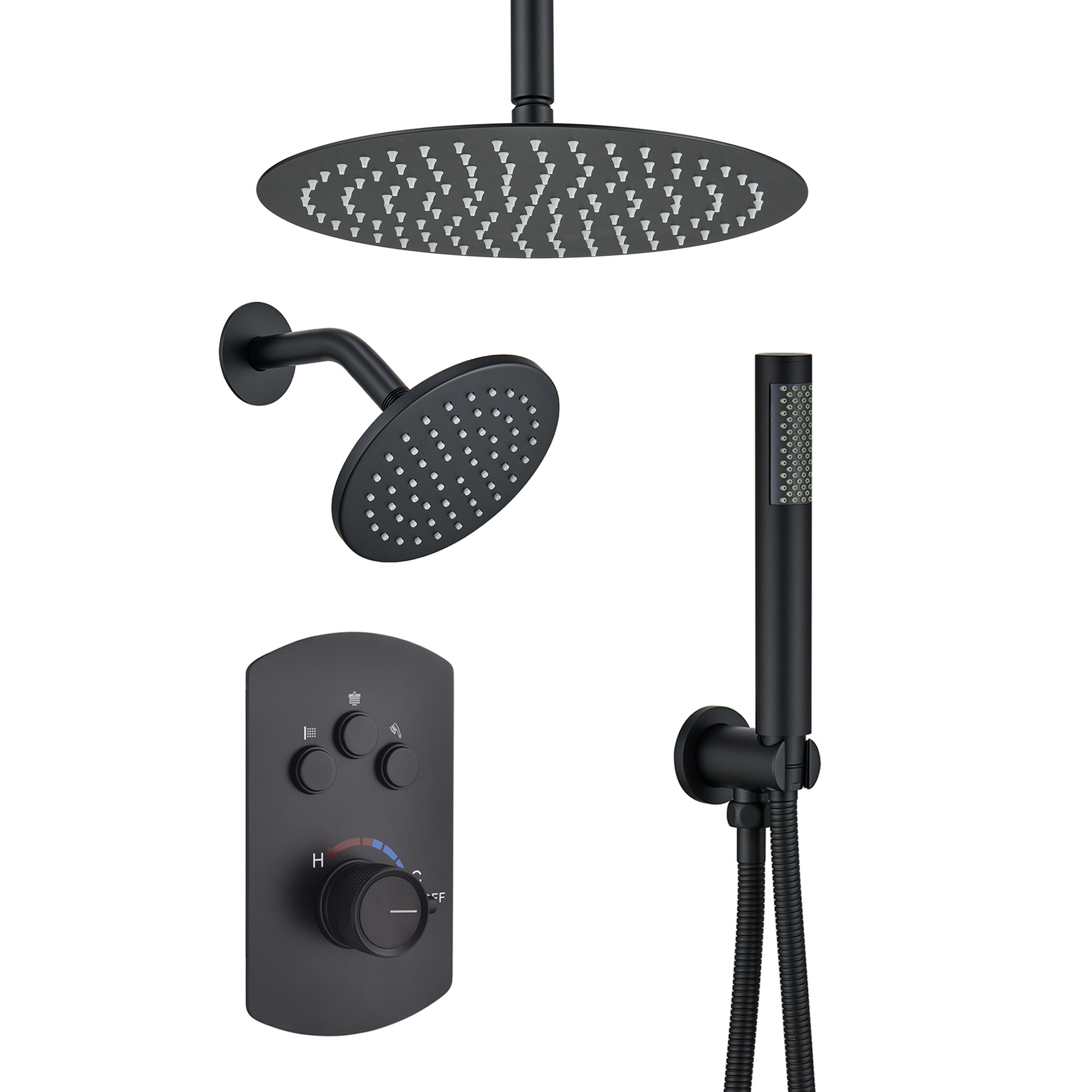 3-Function Shower System with Dual Showerheads and Balancing Valve