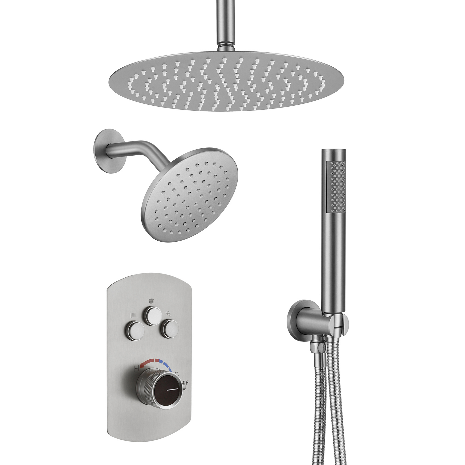 3-Function Shower System with Dual Showerheads and Balancing Valve