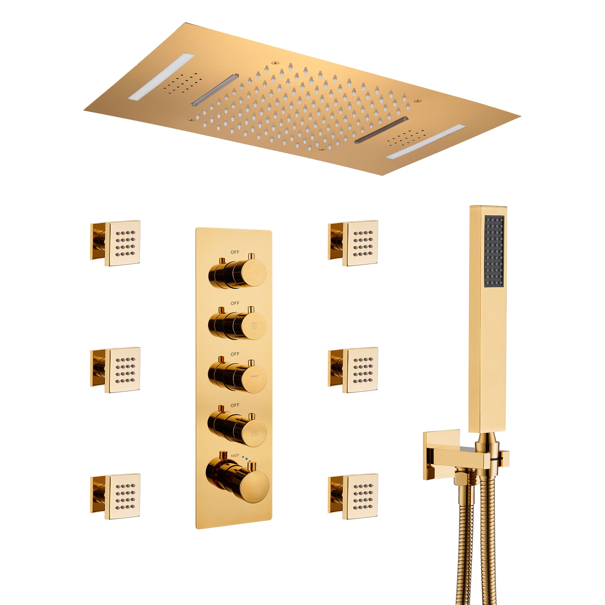 Deluxe 4-Function Thermostatic Shower System with LED Lighting & Bluetooth Music 