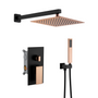 10” Rose Gold and Black Wall-Mounted Shower System with Handheld Shower