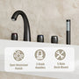 3-Handle Deck-Mounted Waterfall Roman Tub Faucet with Hand Shower