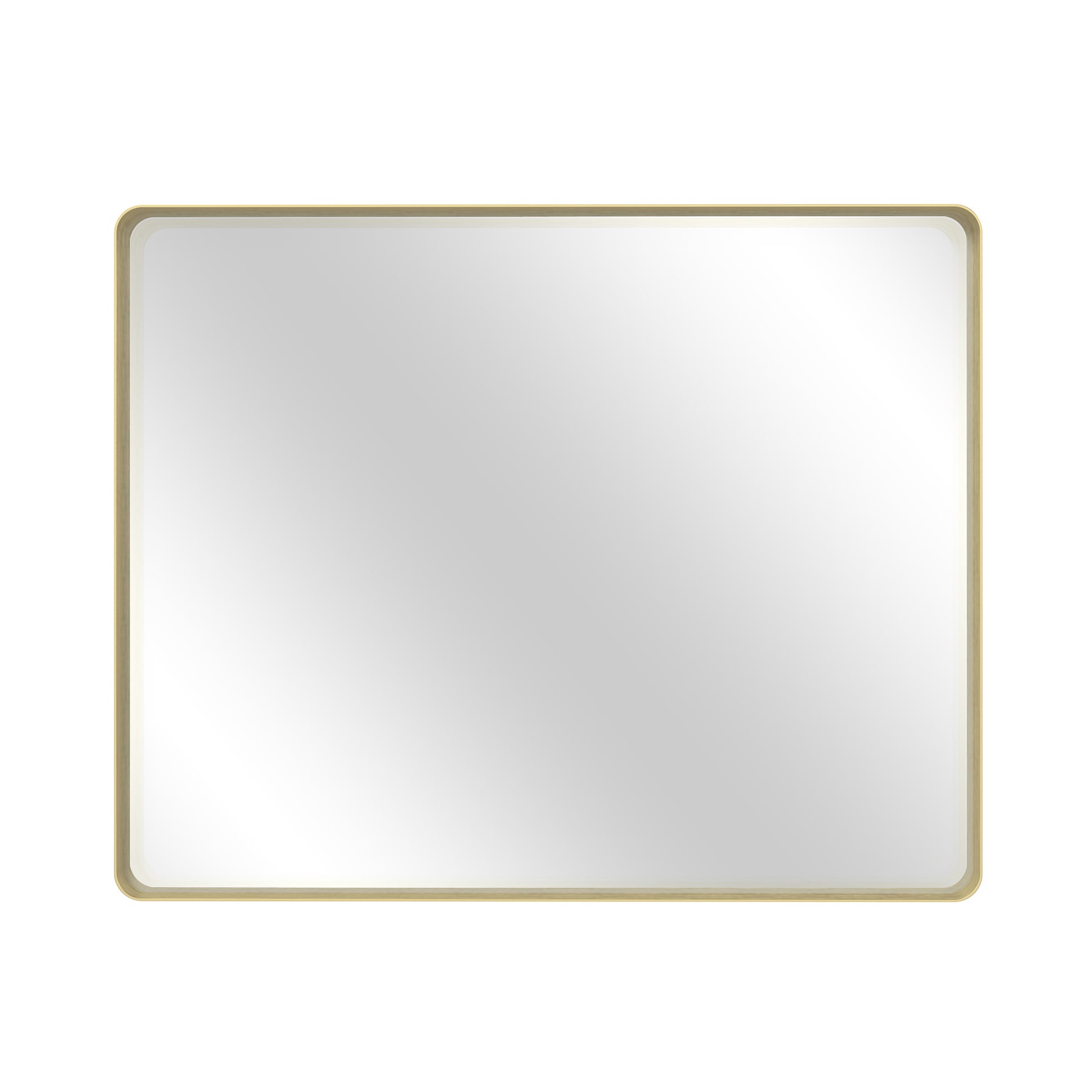 Tempered Glass Wall-Mounted Mirror with Gold Metal Frame