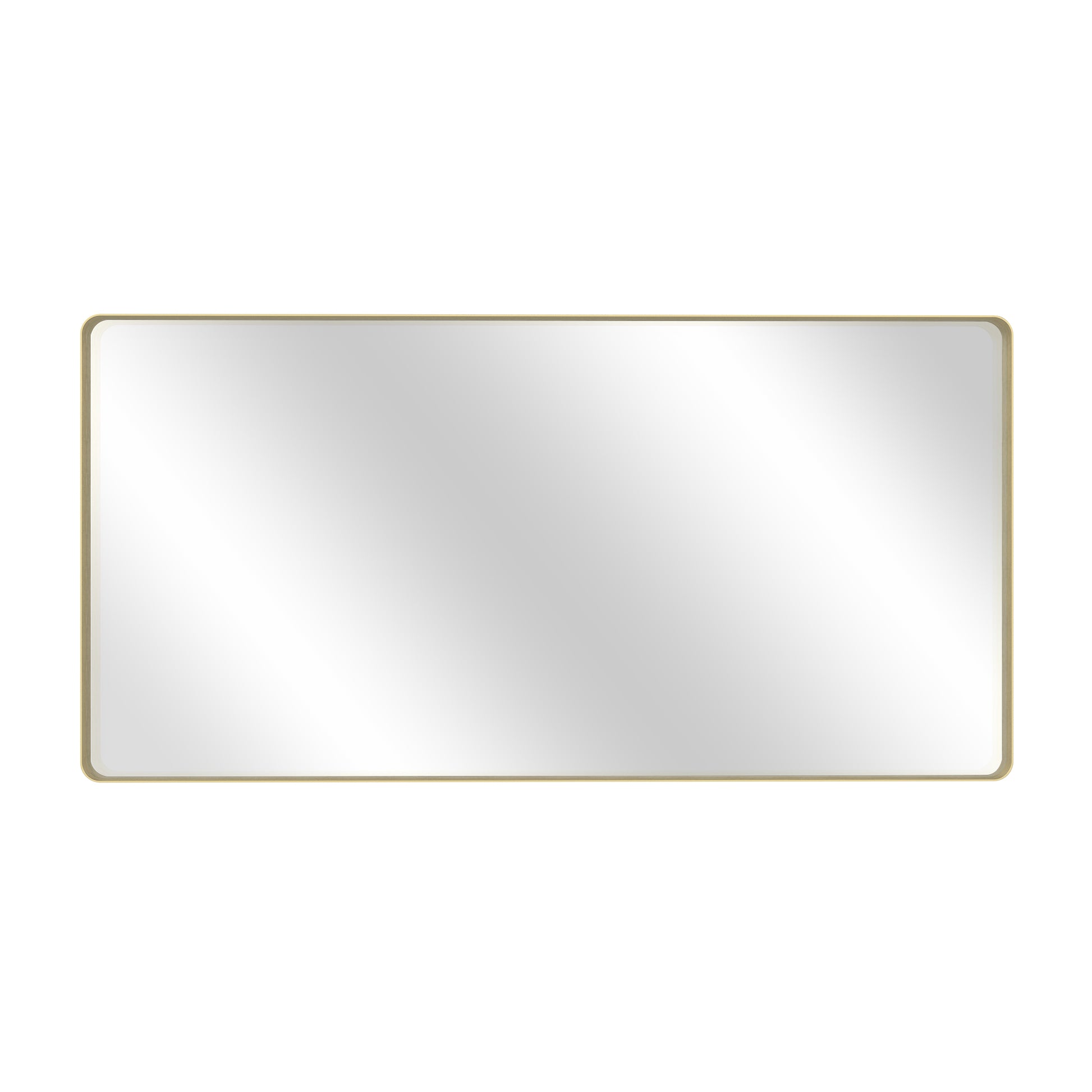 Tempered Glass Wall-Mounted Mirror with Gold Metal Frame