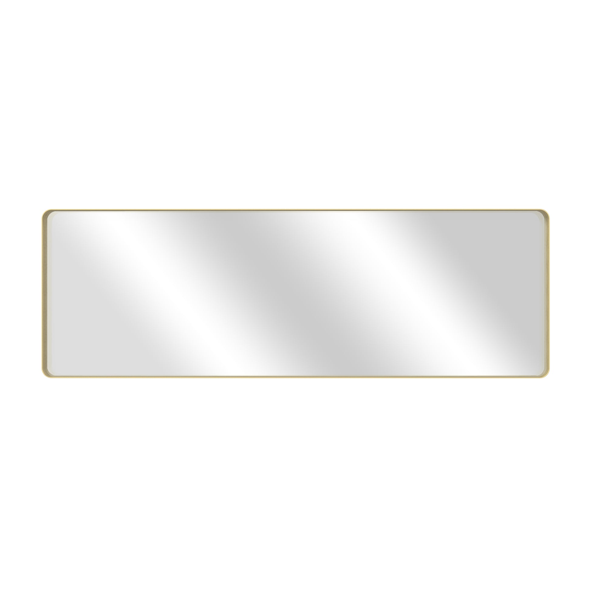 Tempered Glass Wall-Mounted Mirror with Gold Metal Frame