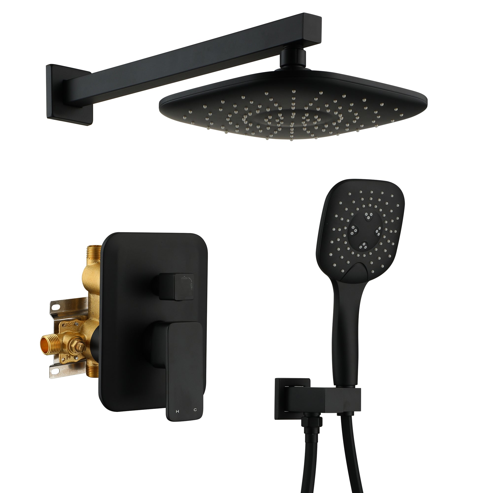 9-inch 2-Function Wall-Mounted Shower System with Handheld Shower