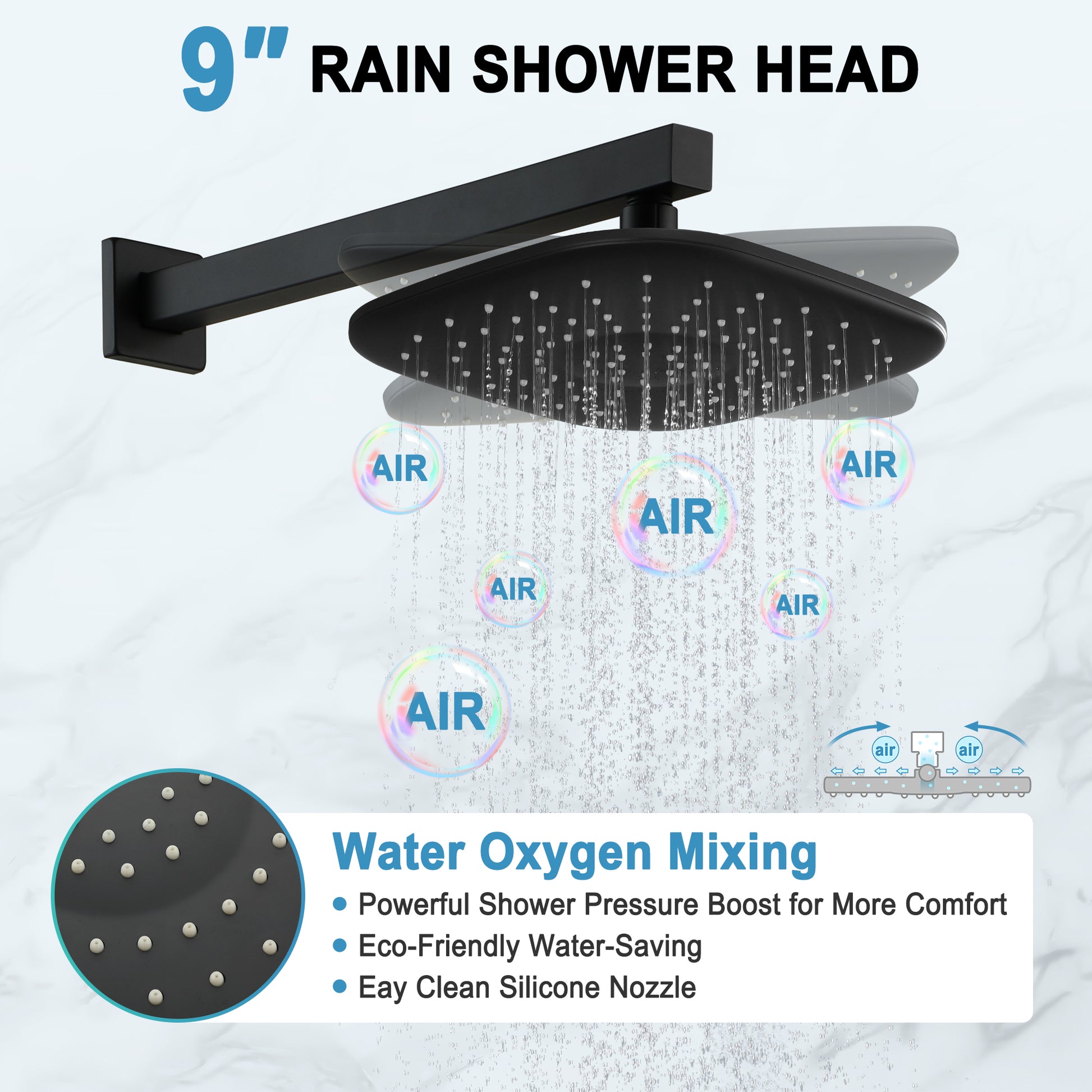 9-inch 2-Function Wall-Mounted Shower System with Handheld Shower