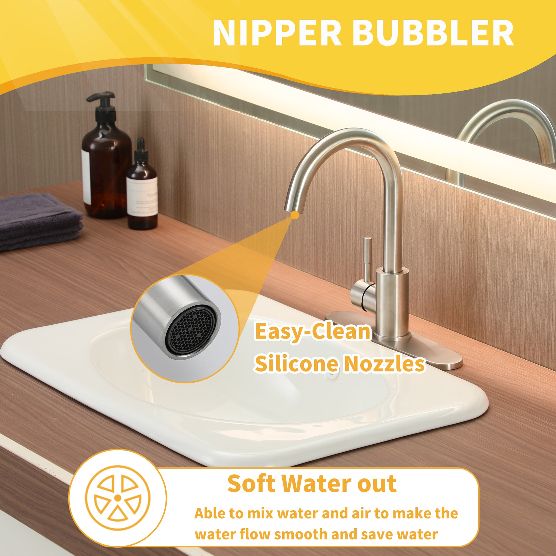 1-Hole/3-Hole Single Handle Bathroom Vanity Faucet with Deck Plate