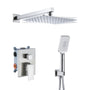 12*8 inch Wall Mounted Shower System with 3-Spray Hand Shower
