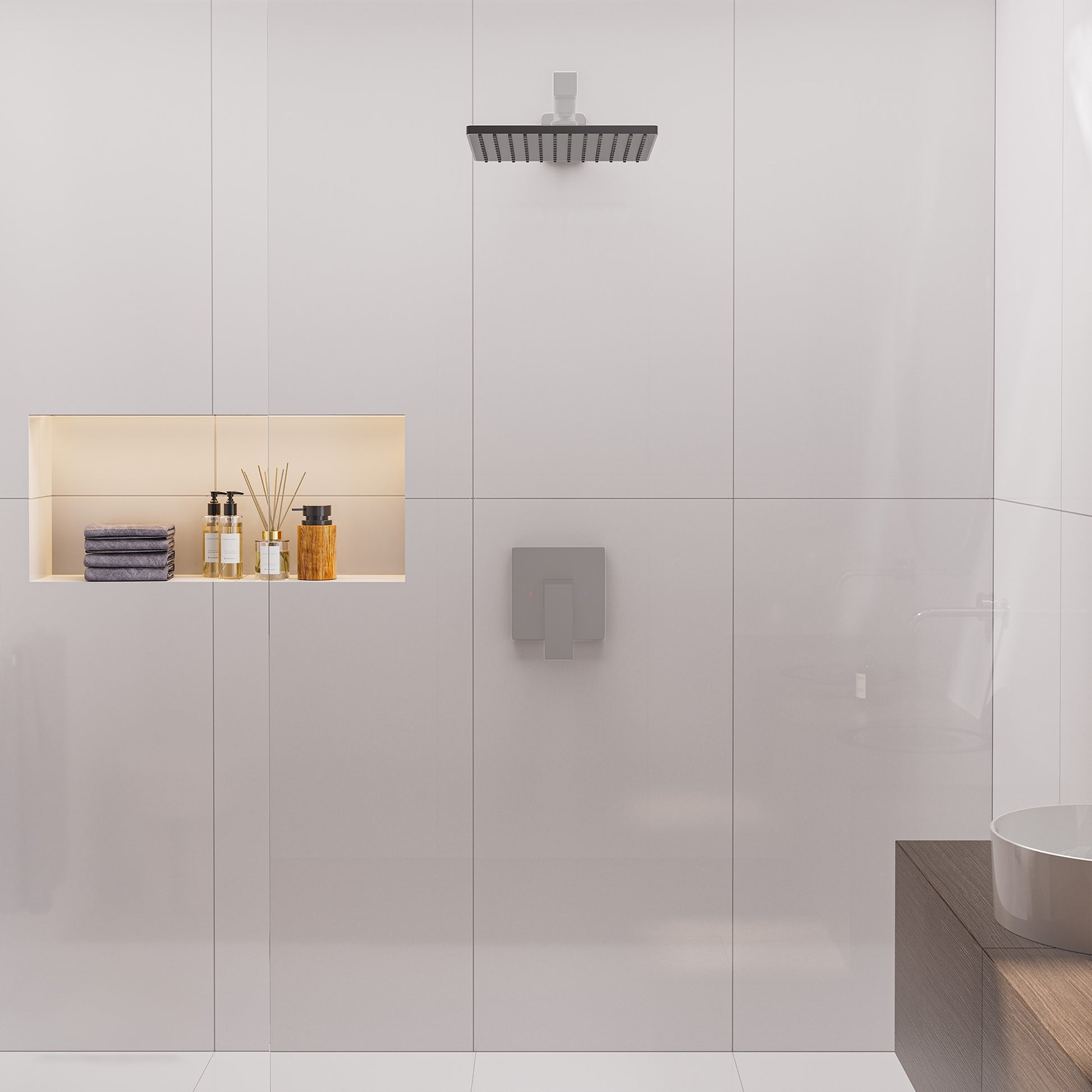9-inch High Pressure Rainfall Shower Head ABS Square Showerhead