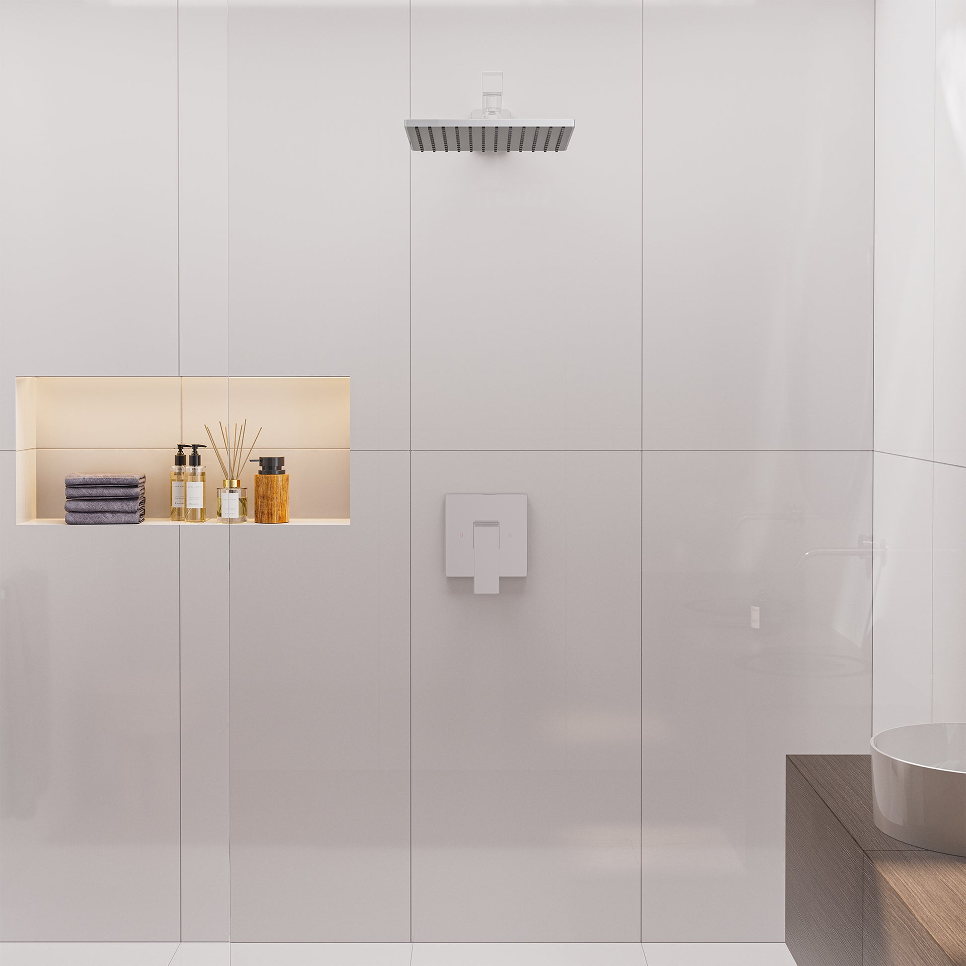 9-inch High Pressure Rainfall Shower Head ABS Square Showerhead