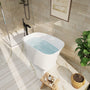 51" Matte White Solid Surface Freestanding Bathtub with Integrated Seat
