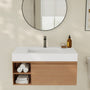 35" Solid Surface Wall Mounted Basin Sink in Matte White