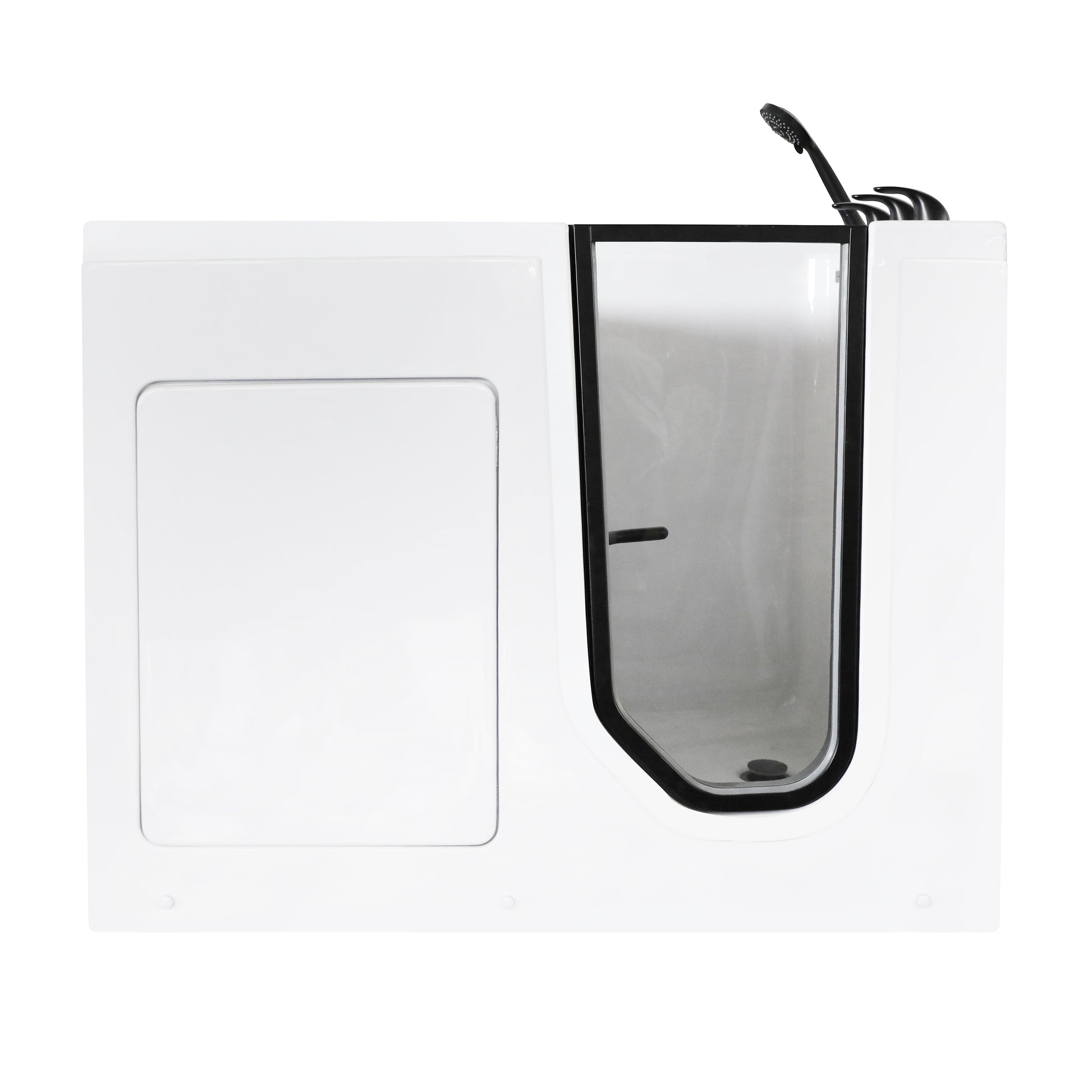 49" Glossy White Acrylic Walk-In Soaking Bathtub with High-Flow Faucet