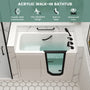 49" Glossy White Acrylic Walk-In Soaking Bathtub with High-Flow Faucet